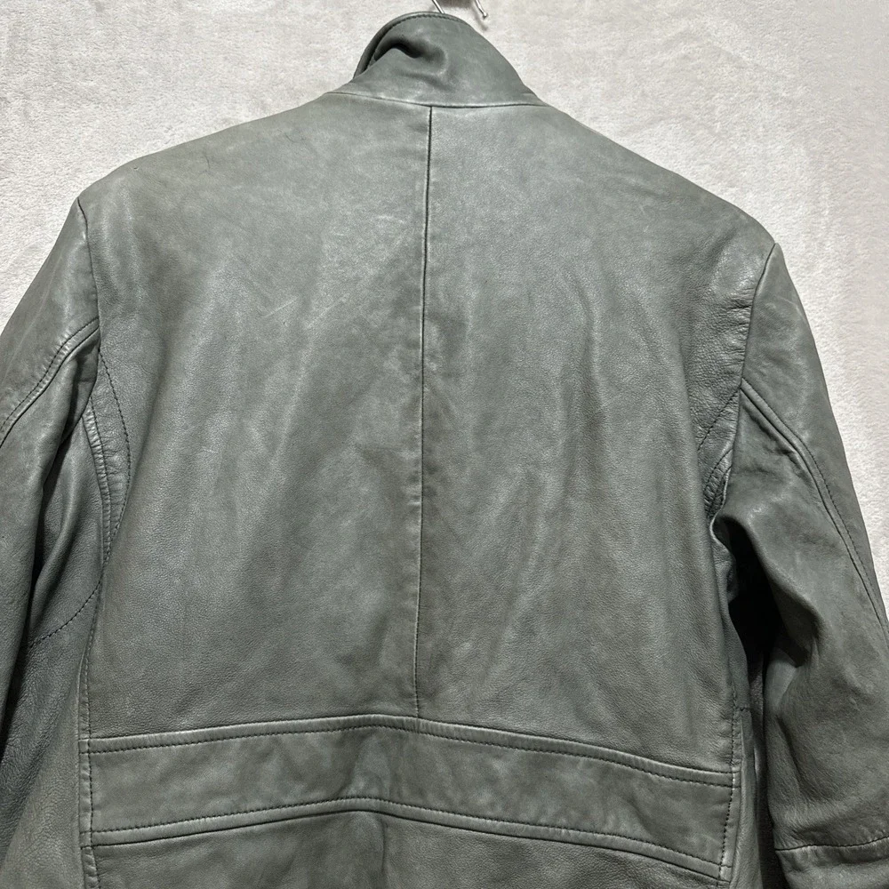 Vintage‎ 90s BANANA REPUBLIC Grey Leather Jacket Men's Size M Bomber Aviator